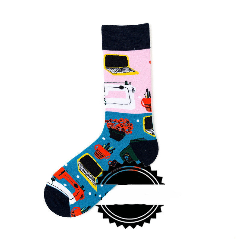 Couple Socks Funny Creative Illustration Socks