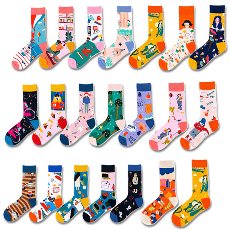 Couple Socks Funny Creative Illustration Socks