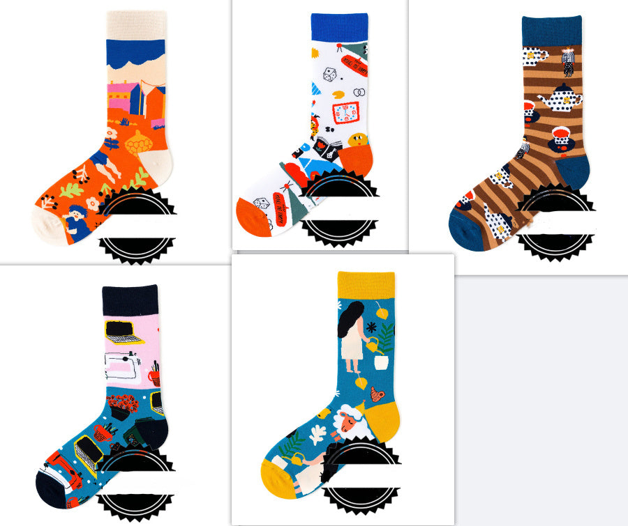 Couple Socks Funny Creative Illustration Socks