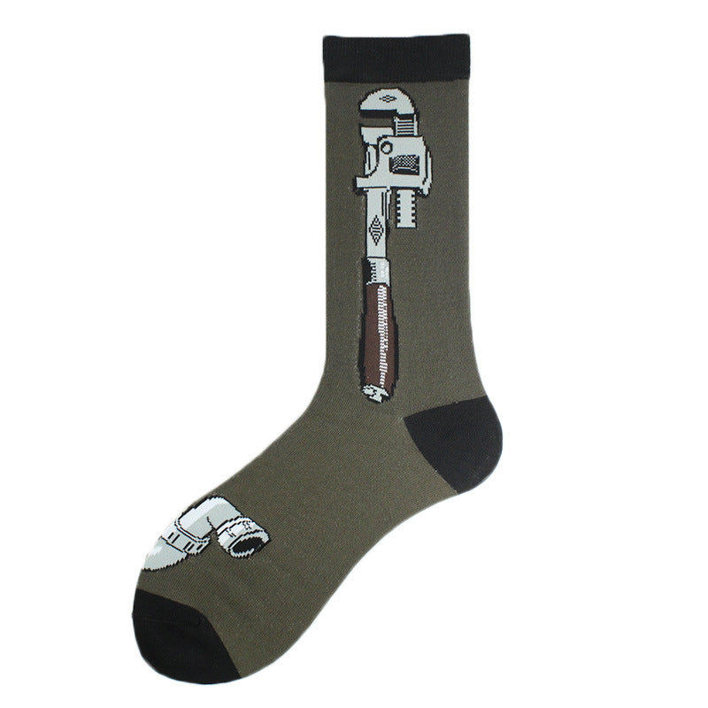 Men's Mid-calf Cotton Socks Jacquard Couple Sex Socks