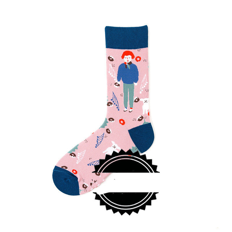 Couple Socks Funny Creative Illustration Socks