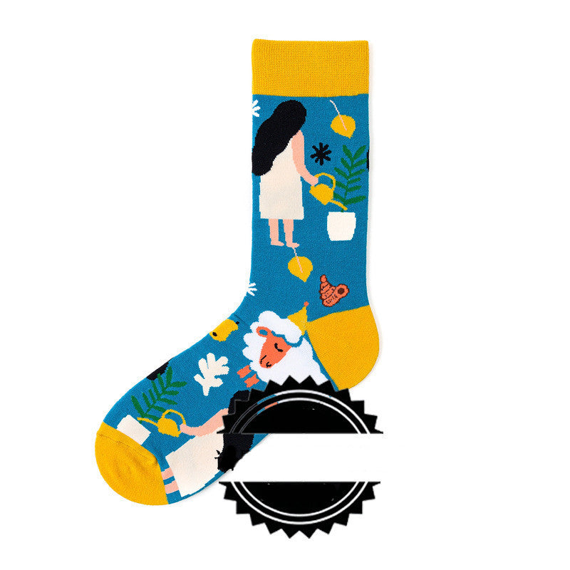 Couple Socks Funny Creative Illustration Socks