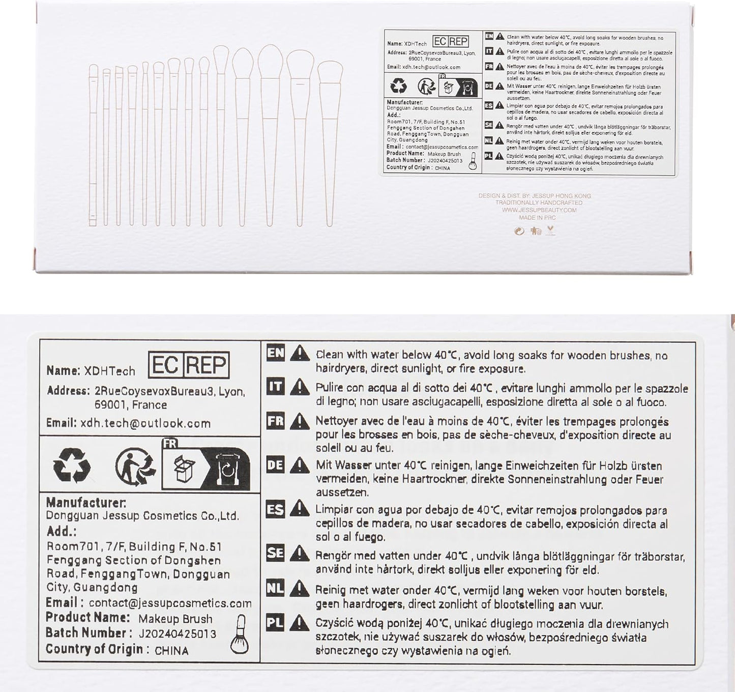 Makeup Brushes 14Pcs Make up Brushes Premium Synthetic Makeup Brush Set for Contour Concealer Foundation Eye Shadow Blending Liner Powder Blush Light Grey T329