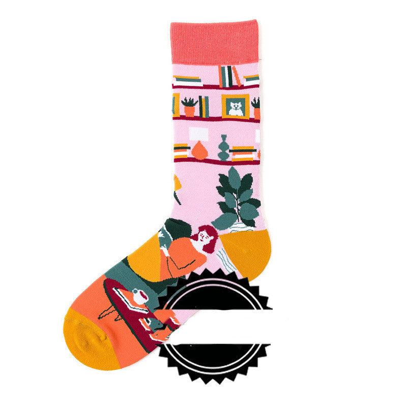 Couple Socks Funny Creative Illustration Socks