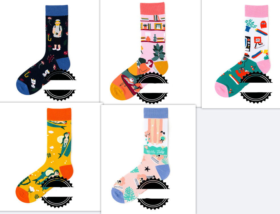 Couple Socks Funny Creative Illustration Socks