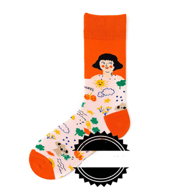 Couple Socks Funny Creative Illustration Socks