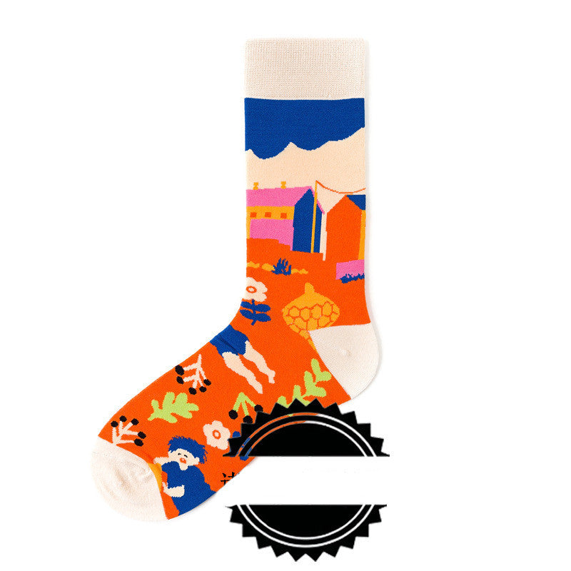 Couple Socks Funny Creative Illustration Socks