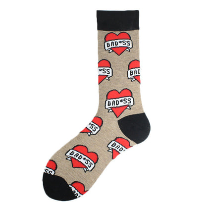 Men's Mid-calf Cotton Socks Jacquard Couple Sex Socks