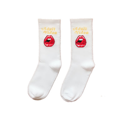 Trend INS hip hop socks Europe and the United States street fashion skateboarding couple long socks female male letters lip socks