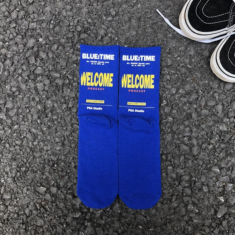 Autumn and winter new cotton tube socks Korean letter men and women trend couple socks street skateboard sports socks