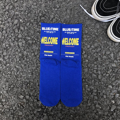 Autumn and winter new cotton tube socks Korean letter men and women trend couple socks street skateboard sports socks