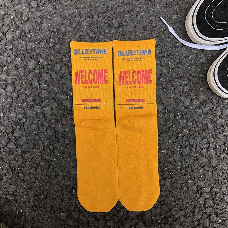 Autumn and winter new cotton tube socks Korean letter men and women trend couple socks street skateboard sports socks