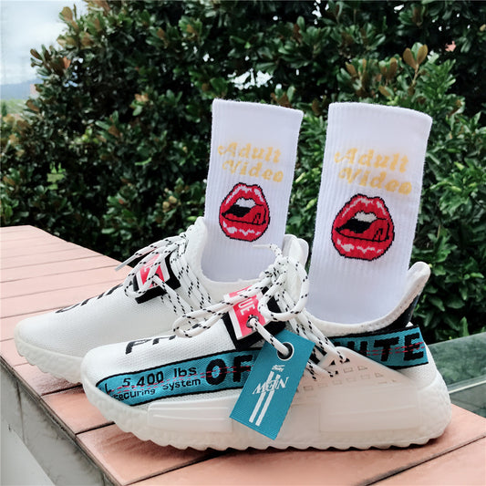 Trend INS hip hop socks Europe and the United States street fashion skateboarding couple long socks female male letters lip socks