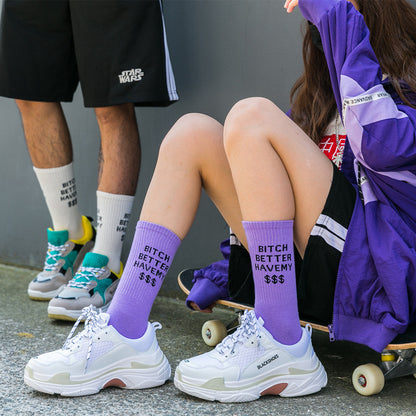 Personality English alphabet couple socks cotton