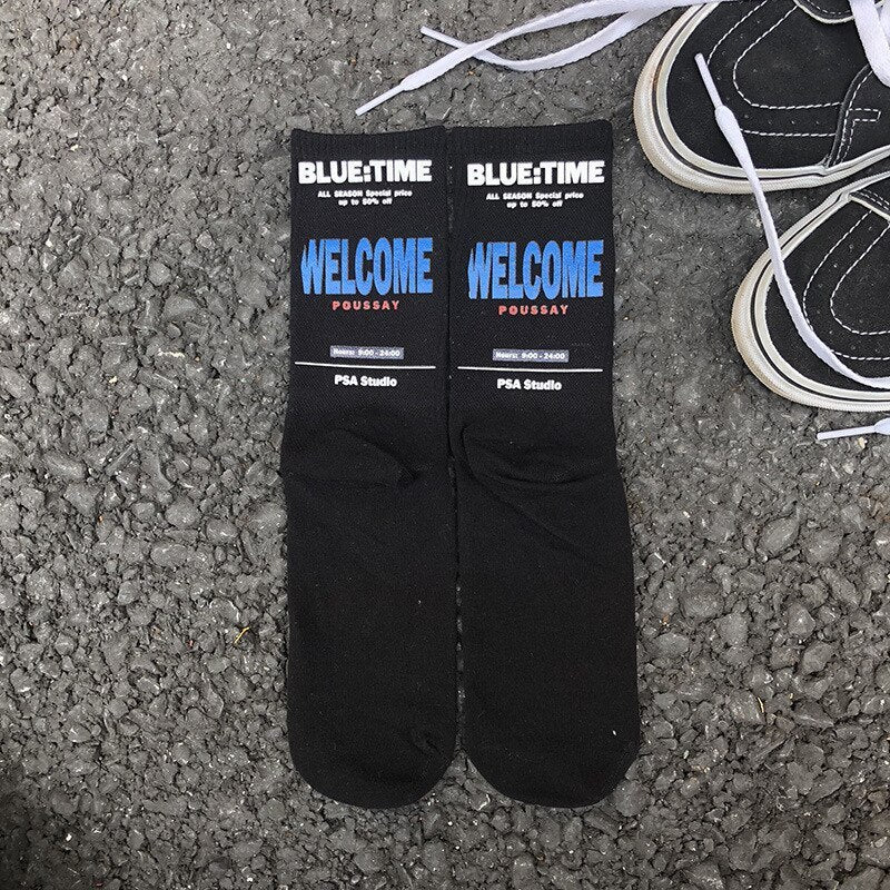 Autumn and winter new cotton tube socks Korean letter men and women trend couple socks street skateboard sports socks