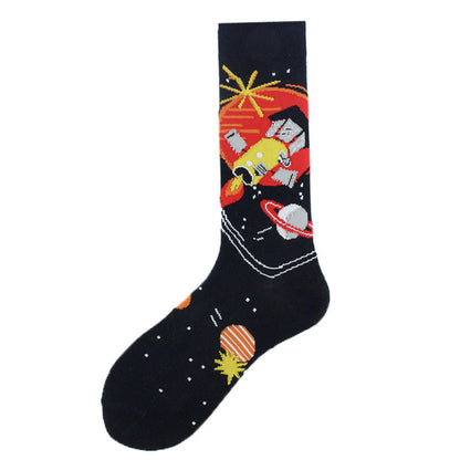 Men's Mid-calf Cotton Socks Jacquard Couple Sex Socks