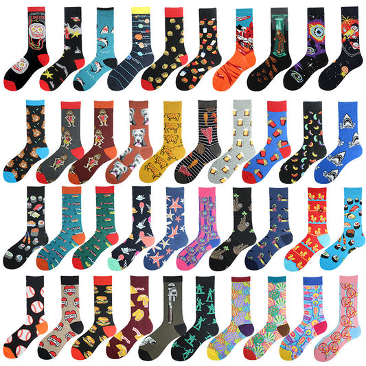 Men's Mid-calf Cotton Socks Jacquard Couple Sex Socks