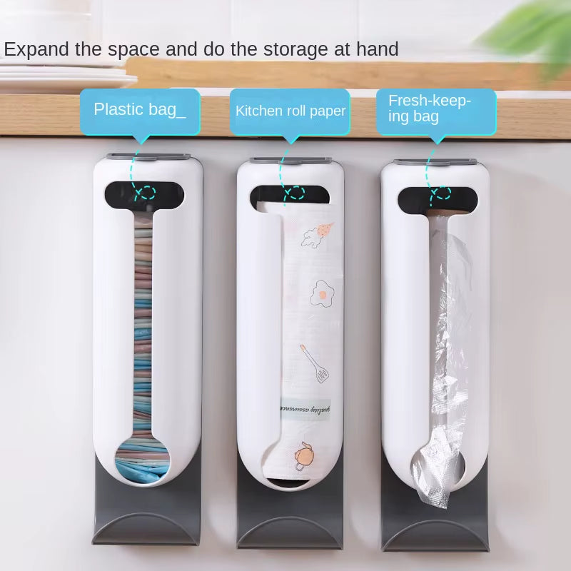 Innovative Wall Mounted Plastic Bag Dispenser Organizer for Kitchen and Home - Easy Access, Neat Organization and Space-Saving