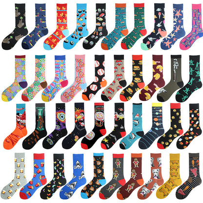 Men's Mid-calf Cotton Socks Jacquard Couple Sex Socks