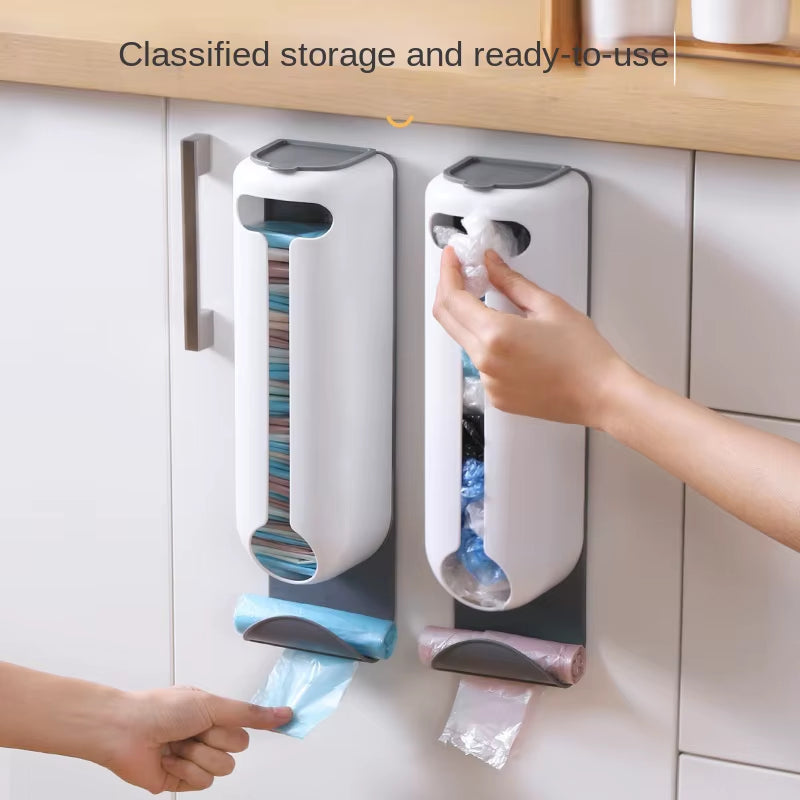 Innovative Wall Mounted Plastic Bag Dispenser Organizer for Kitchen and Home - Easy Access, Neat Organization and Space-Saving