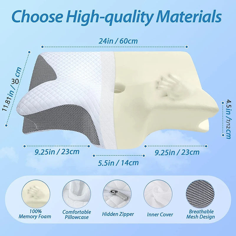 Ultimate Memory Foam Cervical Pillow – 2-in-1 Ergonomic Contour Design for Neck Pain Relief & Optimal Support