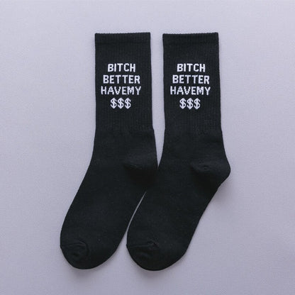 Personality English alphabet couple socks cotton