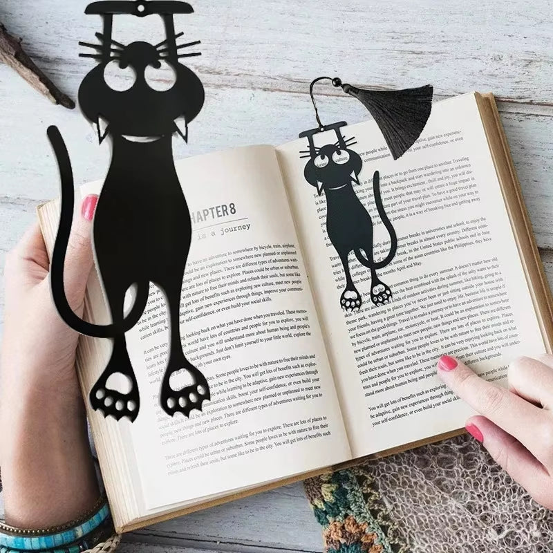 1Pc Kawaii Black Cat Bookmarks for Books 3D Metal Stereo Animal Book Mark for Student Teacher'S Gifts Creative Stationery