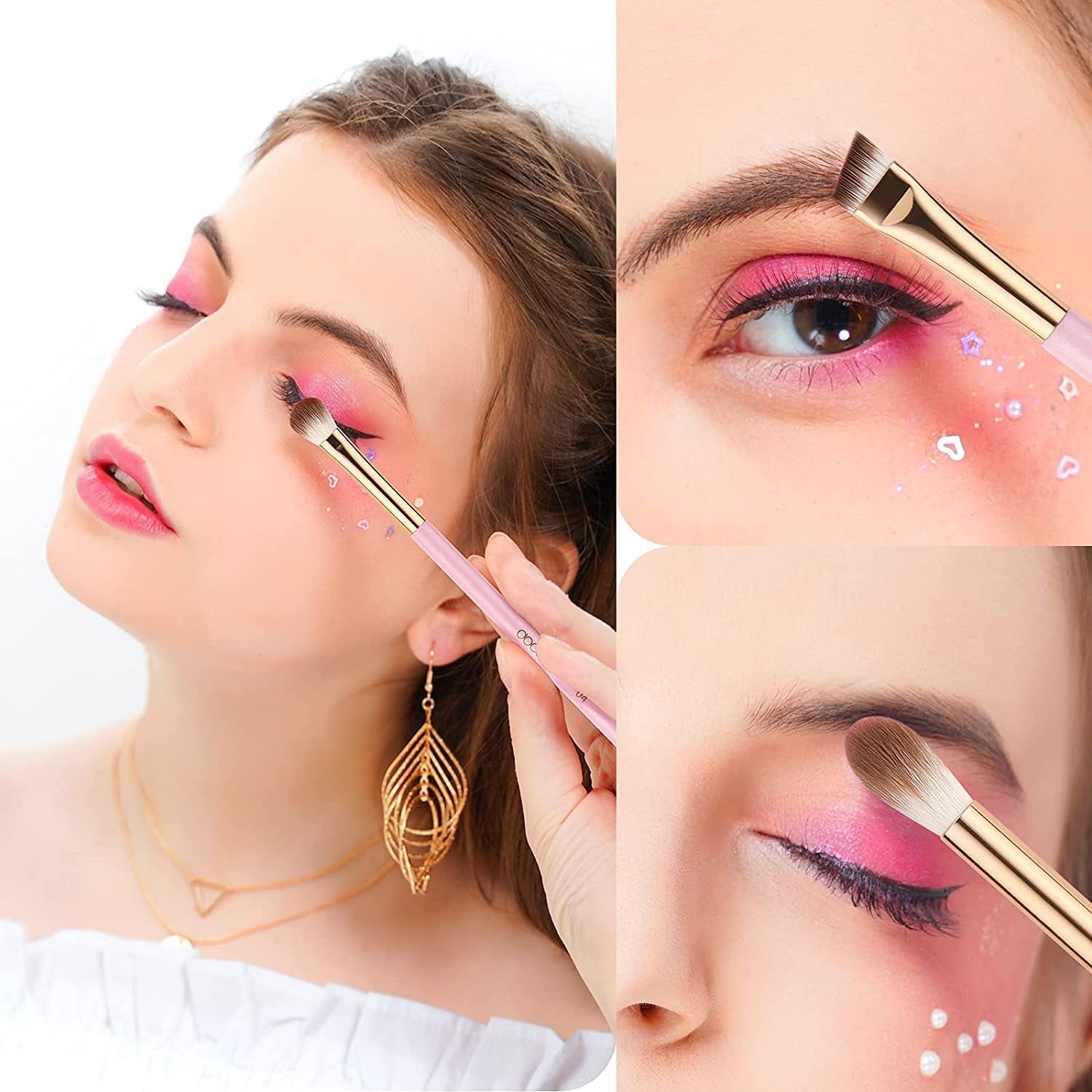 Eye Makeup Brushes 15Pcs Synthetic Eyeshadow Brush Eye Makeup Brush Set with Soft Hairs Professional Eye Shadow Blending Concealer Eyebrow Eye Liners Premium Eye Make up Brushes Set(Pink)
