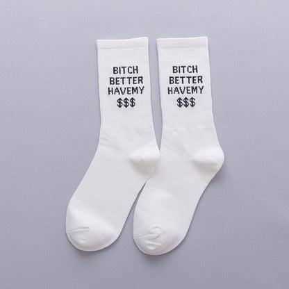 Personality English alphabet couple socks cotton