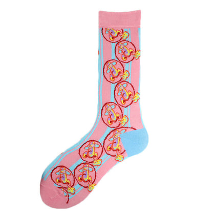 Men's Mid-calf Cotton Socks Jacquard Couple Sex Socks