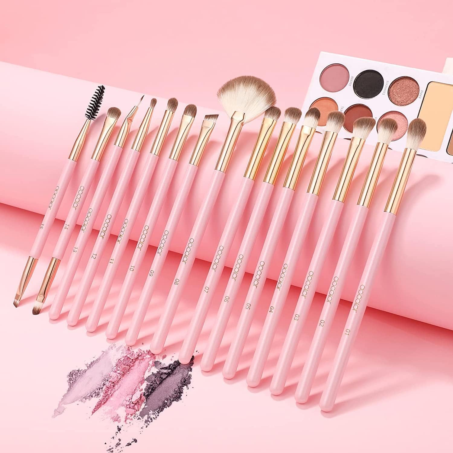 Eye Makeup Brushes 15Pcs Synthetic Eyeshadow Brush Eye Makeup Brush Set with Soft Hairs Professional Eye Shadow Blending Concealer Eyebrow Eye Liners Premium Eye Make up Brushes Set(Pink)