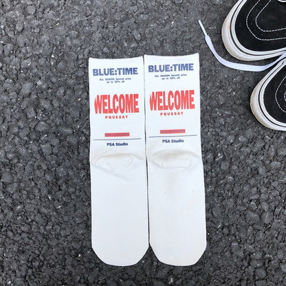Autumn and winter new cotton tube socks Korean letter men and women trend couple socks street skateboard sports socks