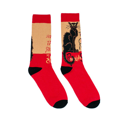 Couple Retro Pure Cotton Mid Tube Floral Socks