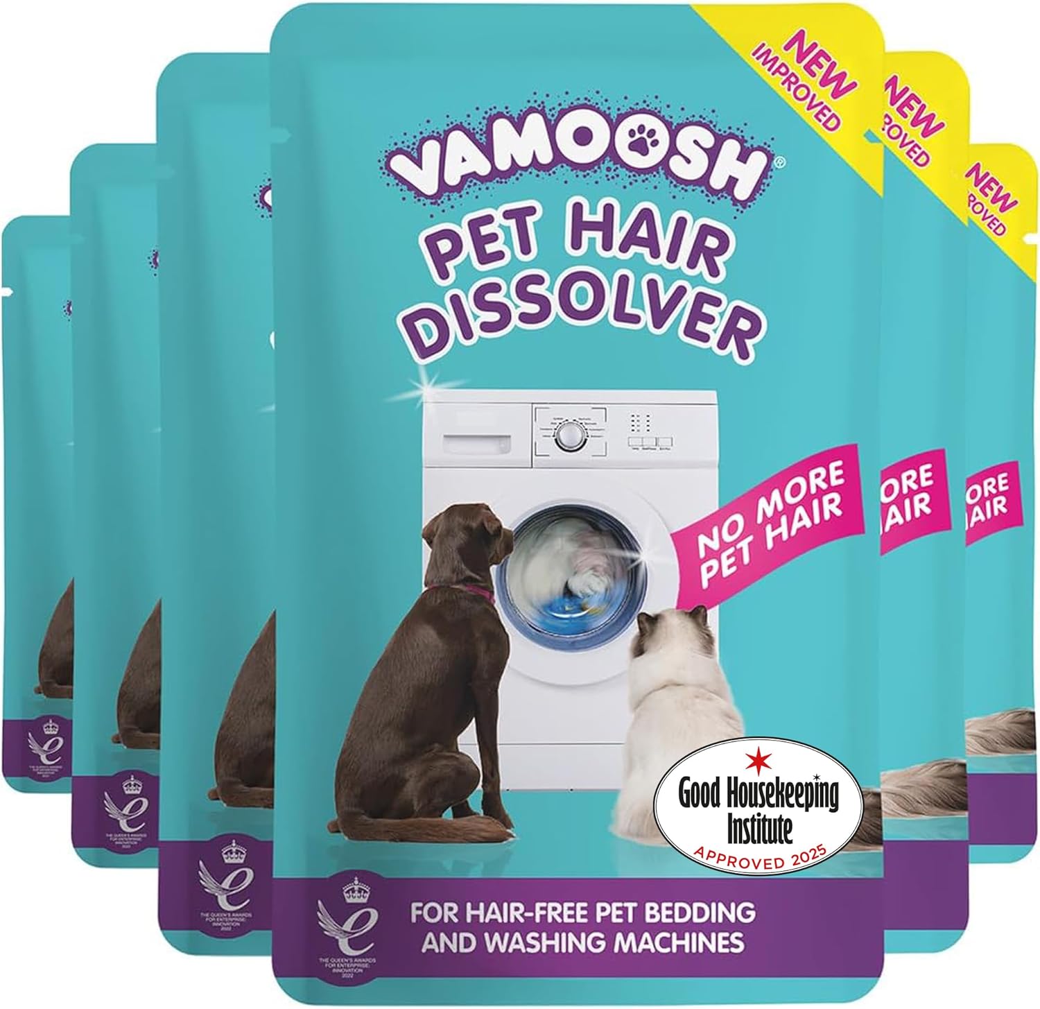 Pet Hair Dissolver - Pet Hair Remover for Washing Machines, 6X100G, Removes Odour Dissolves Dog, Cat, Animal Fur, Cleans Pet Bedding in Washing Machine, Easy to Use, up to 6 Washes