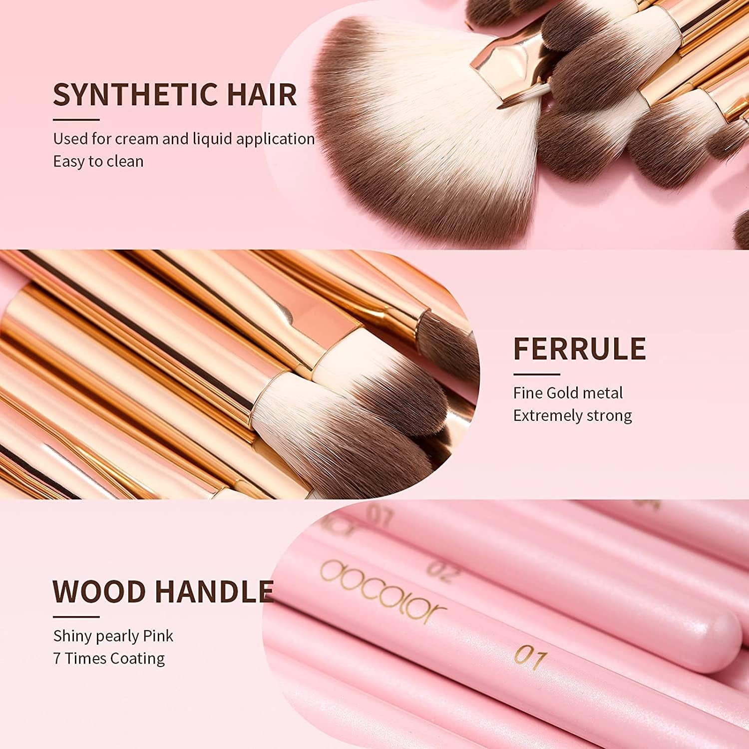 Eye Makeup Brushes 15Pcs Synthetic Eyeshadow Brush Eye Makeup Brush Set with Soft Hairs Professional Eye Shadow Blending Concealer Eyebrow Eye Liners Premium Eye Make up Brushes Set(Pink)