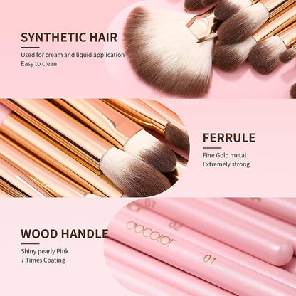 Eye Makeup Brushes 15Pcs Synthetic Eyeshadow Brush Eye Makeup Brush Set with Soft Hairs Professional Eye Shadow Blending Concealer Eyebrow Eye Liners Premium Eye Make up Brushes Set(Pink)