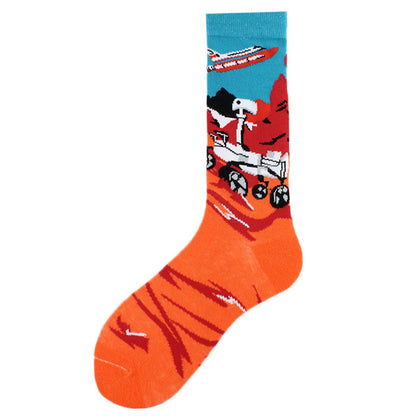 Men's Mid-calf Cotton Socks Jacquard Couple Sex Socks
