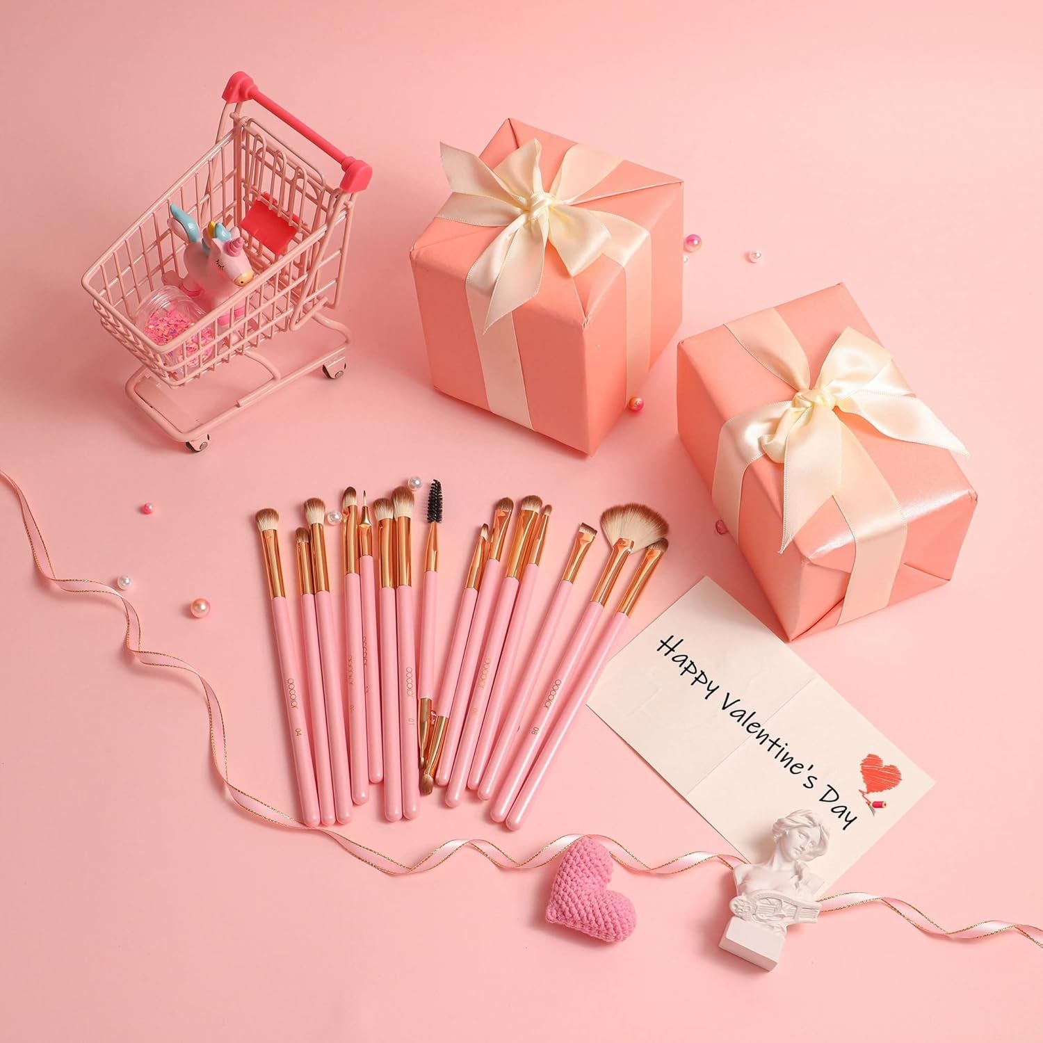 Eye Makeup Brushes 15Pcs Synthetic Eyeshadow Brush Eye Makeup Brush Set with Soft Hairs Professional Eye Shadow Blending Concealer Eyebrow Eye Liners Premium Eye Make up Brushes Set(Pink)