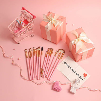 Eye Makeup Brushes 15Pcs Synthetic Eyeshadow Brush Eye Makeup Brush Set with Soft Hairs Professional Eye Shadow Blending Concealer Eyebrow Eye Liners Premium Eye Make up Brushes Set(Pink)