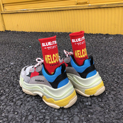 Autumn and winter new cotton tube socks Korean letter men and women trend couple socks street skateboard sports socks