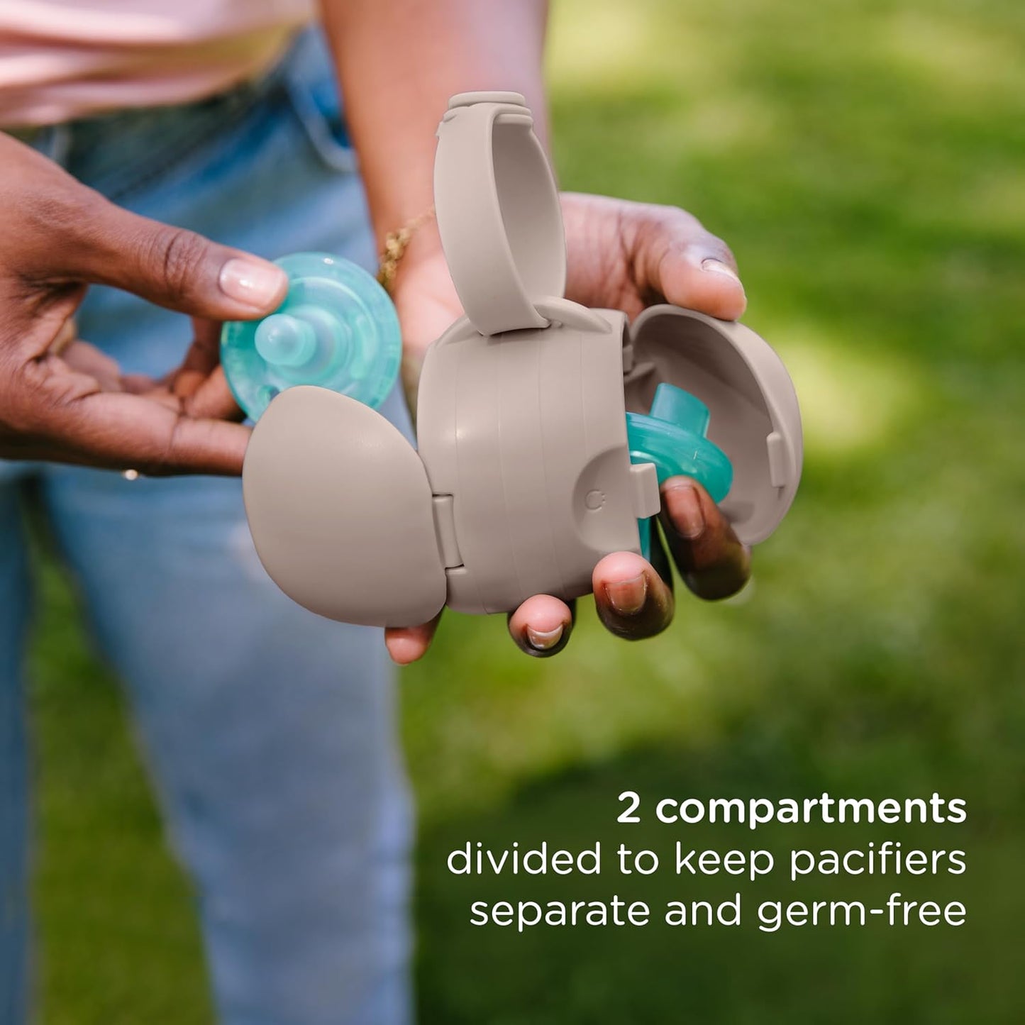 On-The-Go Dual Soother Pod, Keep'S Baby'S Binkies Clean and Accessible, Portable for Travel, Nappy Bag Accessory Must Have for Newborns, Taupe