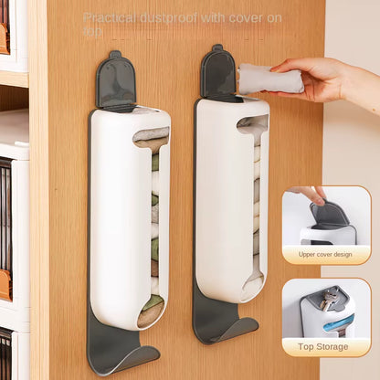 Innovative Wall Mounted Plastic Bag Dispenser Organizer for Kitchen and Home - Easy Access, Neat Organization and Space-Saving