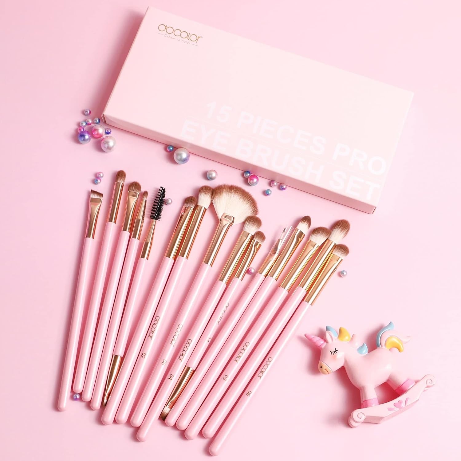 Eye Makeup Brushes 15Pcs Synthetic Eyeshadow Brush Eye Makeup Brush Set with Soft Hairs Professional Eye Shadow Blending Concealer Eyebrow Eye Liners Premium Eye Make up Brushes Set(Pink)