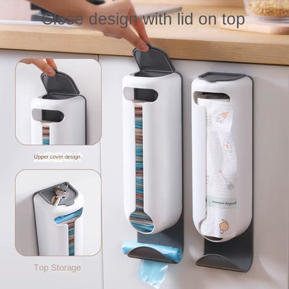 Innovative Wall Mounted Plastic Bag Dispenser Organizer for Kitchen and Home - Easy Access, Neat Organization and Space-Saving