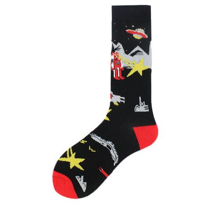 Men's Mid-calf Cotton Socks Jacquard Couple Sex Socks