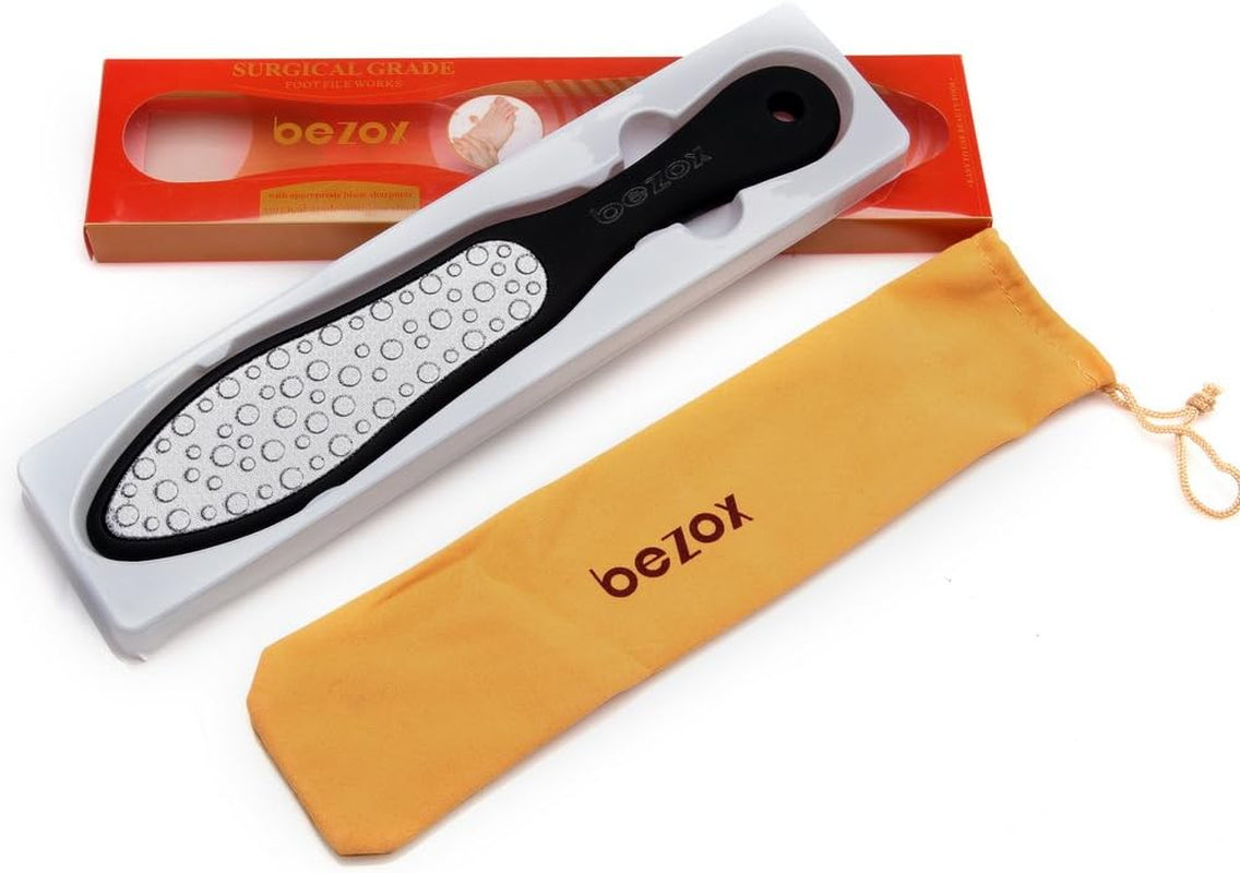 Premium Foot File, Double Side Pedicure Rasp, Dead Hard Cracked Skin Calluses Remover, Portable Foot Care Tool, Heavy Duty Stainless Steel (Soft Silicone Handle)