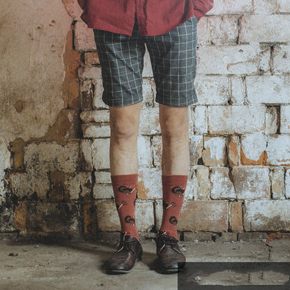 Couple Retro Pure Cotton Mid Tube Floral Socks