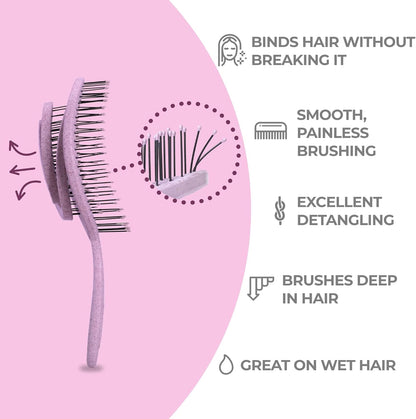 Detangling Hair Brush for Women, Men & Children - Does Not Pull on Hair - Recycled Hair Straightening Brushes for Straight, Curly & Wet Hair - Detangle Hair Brush - Unique Spiral Hairbrush