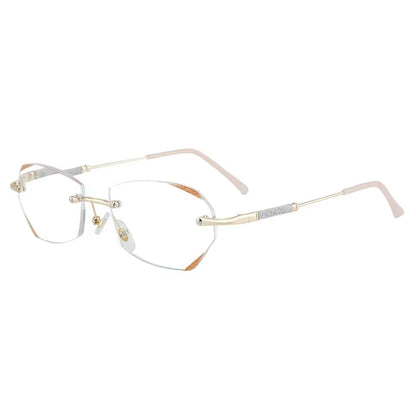 Diamond Cut Reading Glasses Luxury Rimless Anti-Blue Light Presbyopia Eyeglasses Finished Optical Farsighted Eyewear Diopter