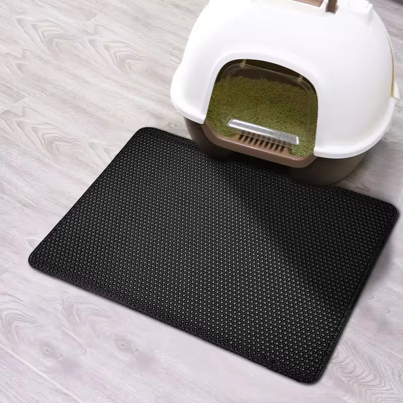 Cat Litter Mat with Gift Double Layer Waterproof Pet Litter Box Mat Non-Slip Sand Cat Pad Washable Bed Mat Clean Pad Products